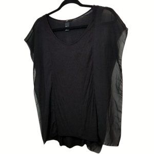 H&M Black Tank Top With Sheer Side Panels Size S